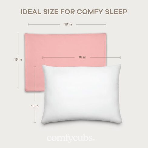 Comfy Cubs Toddler Pillow with Soft Cotton Pillowcase, 13"x18", Blush - Kids Pillow for Sleeping & Travel - Adorable & Comfortable Small Pillow - Kids Travel Pillow with Breathable Microfiber Fill in Saudi Arabia