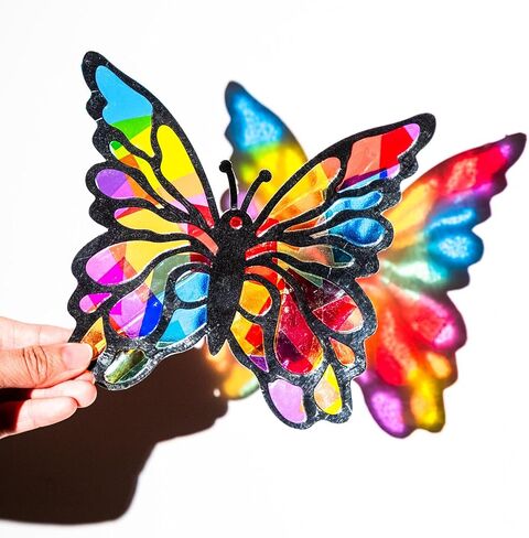 Eggsun 36 Sets Flower Suncatchers Craft Kit for Kids الزخارف الزجاجية المملوءة بالفنون الفنية والحرفية لمشاريع عيد ميلاد العطلات في الفصل الدراسي. in Kuwait