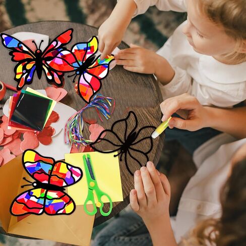 Eggsun 36 Sets Flower Suncatchers Craft Kit for Kids الزخارف الزجاجية المملوءة بالفنون الفنية والحرفية لمشاريع عيد ميلاد العطلات في الفصل الدراسي. in Kuwait