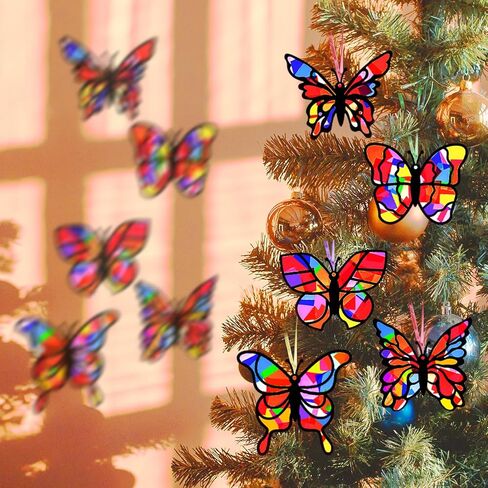Eggsun 36 Sets Flower Suncatchers Craft Kit for Kids الزخارف الزجاجية المملوءة بالفنون الفنية والحرفية لمشاريع عيد ميلاد العطلات في الفصل الدراسي. in Kuwait