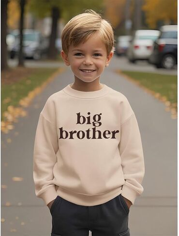 قميص Big Brother من النوع الثقيل للأطفال الصغار تمت ترقيته إلى بلوفر Big Brother إعلان قميص بياقة دائرية وأكمام طويلة وقمصان خريفية in Kuwait