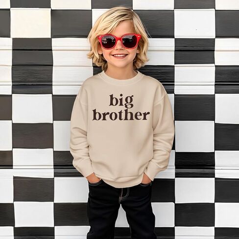 قميص Big Brother من النوع الثقيل للأطفال الصغار تمت ترقيته إلى بلوفر Big Brother إعلان قميص بياقة دائرية وأكمام طويلة وقمصان خريفية in Kuwait