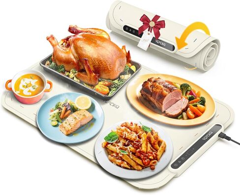 Food Warming Mat for Buffet, VEPOKA Food Warming Mats for Countertop, Silicone Heating Mat with 7 Temperature Levels& Auto Shut-Off, Food Warmers for Parties, Gatherings, Everyday Use in Saudi Arabia