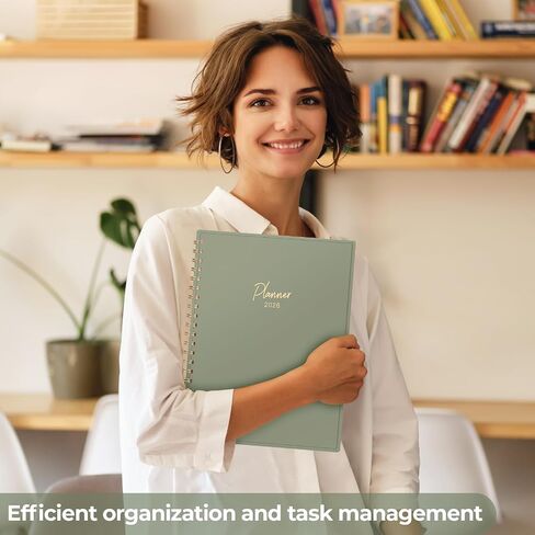 EMSHOI 2025-2026 Appointment Book 8.5 x 11, 15-Minute, A4 Hourly Daily Weekly and Monthly Academic Planner, July 2025 - June 2026, PVC Cover, Note Pages, Monthly Tabs, Boost Productivity, LightGreen in Kuwait