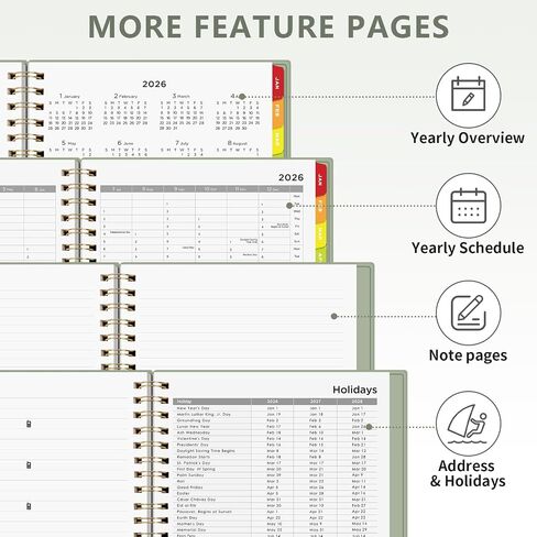 EMSHOI 2025-2026 Appointment Book 8.5 x 11, 15-Minute, A4 Hourly Daily Weekly and Monthly Academic Planner, July 2025 - June 2026, PVC Cover, Note Pages, Monthly Tabs, Boost Productivity, LightGreen in Kuwait
