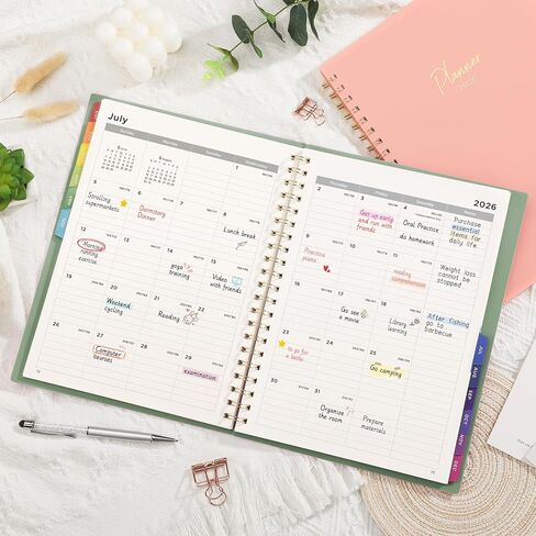 EMSHOI 2025-2026 Appointment Book 8.5 x 11, 15-Minute, A4 Hourly Daily Weekly and Monthly Academic Planner, July 2025 - June 2026, PVC Cover, Note Pages, Monthly Tabs, Boost Productivity, LightGreen in Kuwait