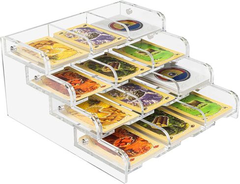 2 الجرف منظم علبة بطاقة أكريليك ، حامل بطاقة الموارد متوافق مع لعبة لوحة المستوطنين Catan in Kuwait