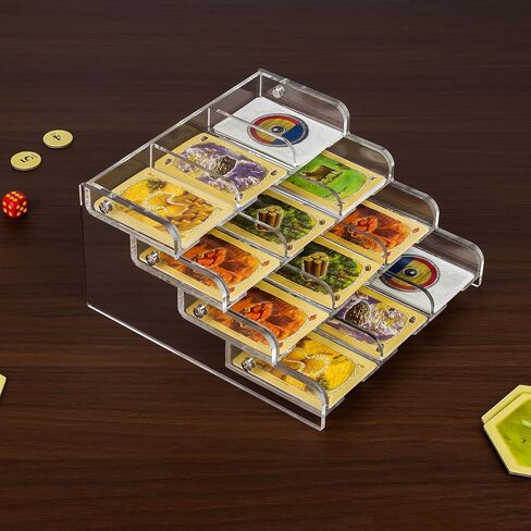 2 الجرف منظم علبة بطاقة أكريليك ، حامل بطاقة الموارد متوافق مع لعبة لوحة المستوطنين Catan in Kuwait