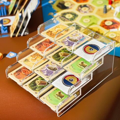 2 الجرف منظم علبة بطاقة أكريليك ، حامل بطاقة الموارد متوافق مع لعبة لوحة المستوطنين Catan in Kuwait
