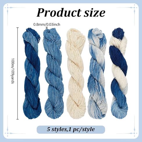 FreeBloss 5 PCS Sashiko Thread Sashiko Kit Sashiko Skein 110 Yards*5 Colors Natural Plant Daled Sashiko Cotton Thels in Saudi Arabia