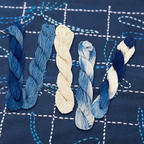 FreeBloss 5 PCS Sashiko Thread Sashiko Kit Sashiko Skein 110 Yards*5 Colors Natural Plant Daled Sashiko Cotton Thels in Saudi Arabia