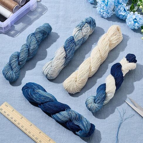 FreeBloss 5 PCS Sashiko Thread Sashiko Kit Sashiko Skein 110 Yards*5 Colors Natural Plant Daled Sashiko Cotton Thels in Saudi Arabia