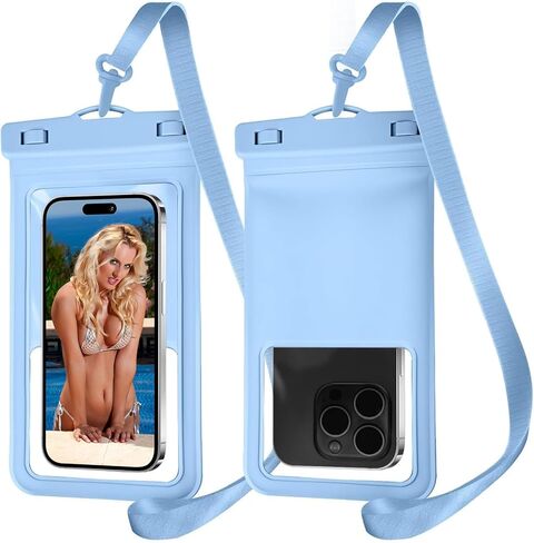 حقيبة جافة للهاتف الخلوي، حافظة كبيرة مقاومة للماء لهاتف iPhone 15 14 13 Pro Max، معتمدة من IPX8 وخفيفة الوزن، حقيبة هاتف مقاومة للماء وملحقات السفر لقضاء العطلات، عبوة واحدة - أسود - 8.3 بوصة in Kuwait