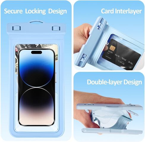 حقيبة جافة للهاتف الخلوي، حافظة كبيرة مقاومة للماء لهاتف iPhone 15 14 13 Pro Max، معتمدة من IPX8 وخفيفة الوزن، حقيبة هاتف مقاومة للماء وملحقات السفر لقضاء العطلات، عبوة واحدة - أسود - 8.3 بوصة in Kuwait