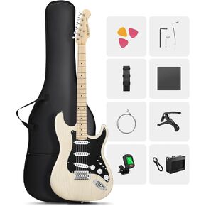 DONNER DST-80 Electric Guitar 39" Beginner Electric Guitar Kit with Amp, Classic SSS Pickup Complete with Gig Bag, Tuner, Capo, Strap, Picks, and Free Online Lessons in Kuwait