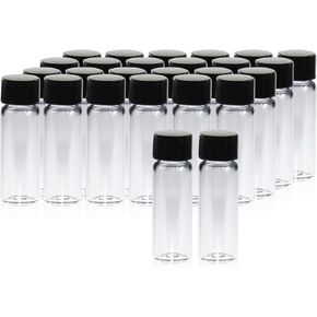 Clear Glass Sample Vial, Liquid Sampling Sample Glass Bottle, 20 ml (0.67OZ) Capacity, 24-400 Thread Black Closed Top Cap,PE liner, Pack of 100 in Kuwait