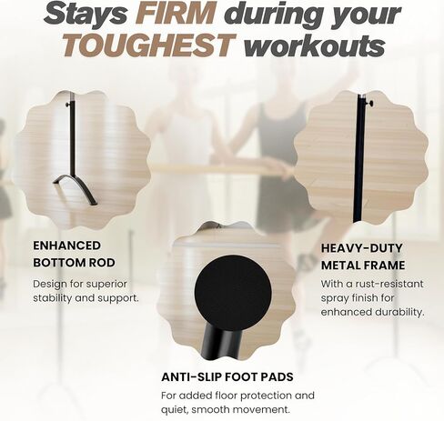 Ballet Barre 6ft - White Curved Double Dance Barre for Home or Studio - Ballet Bar Ideal for Stretch, Pilates, Dance and Active Workouts - Portable Barre Suitable for Kids and Adults in Kuwait