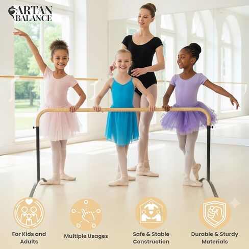 Ballet Barre 6ft - White Curved Double Dance Barre for Home or Studio - Ballet Bar Ideal for Stretch, Pilates, Dance and Active Workouts - Portable Barre Suitable for Kids and Adults in Kuwait