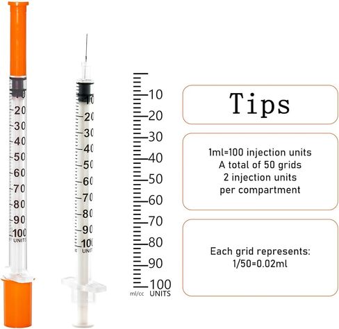 محاقن JIBENGAO 29Ga 0.5cc 1/2 بوصة (12.7 ملم) - عبوة من 50 in Kuwait