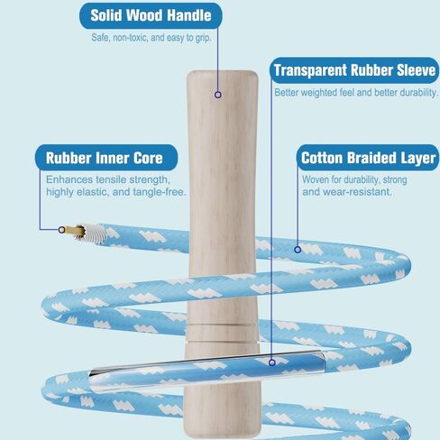 Jump Rope for Kids - Wooden Handle - Adjustable Cotton Braided Fitness Skipping Rope for Toddler Fitness Workout Exercise Outdoor Activity in Kuwait