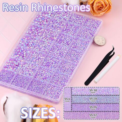 24000Pcs Resin Rhinestones with Tweezers for Crafting, Mixed-Color 3mm Bedazzling Crystal with 3Pcs 10ml B7000 Jewelry Glue for DIY Crafts Clothing Tumblers Shoes Fabric Nail Art in Kuwait