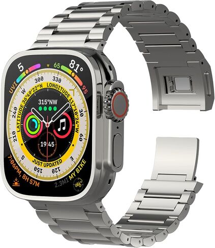 حزام ساعة Ultra 2 من التيتانيوم (زائد) يناسب ساعة Apple Watch ULTRA (49 ملم). نفس الأساور المتوافقة مع Apple Watch 10 (تيتانيوم 46 ملم) مع قبضة مريحة لحزام Apple iWatch من التيتانيوم in Kuwait