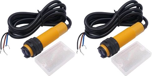 مستشعر Taiss الكهروضوئي 2 متر مستشعر التبديل الكهروضوئي المنعكس E3F-R2NK 6-36VDC NPN NO (مفتوح عادة) قطر مفتاح القرب 18 مم E3F-R2N1 in Kuwait