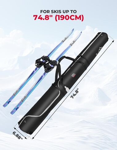 KEMIMOTO Ski Bag, 360° Fully Padded Ski Bag, Fit Skis Up to 78.74 inches (200cm), Water-resistant and Durable Perfect for Road Trips and Air Travel Transport in Saudi Arabia