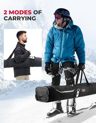 KEMIMOTO Ski Bag, 360° Fully Padded Ski Bag, Fit Skis Up to 78.74 inches (200cm), Water-resistant and Durable Perfect for Road Trips and Air Travel Transport in Saudi Arabia