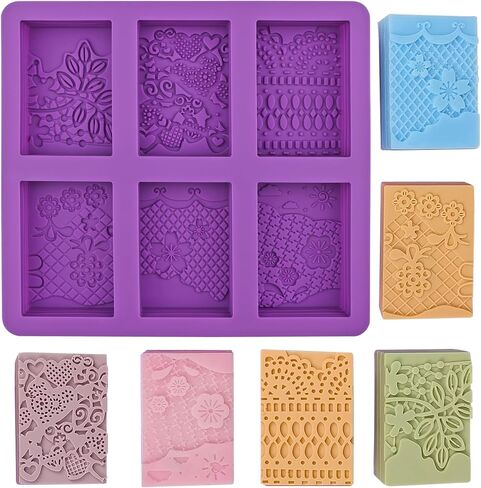 Silicone Soap Mold 6 Cavities Rectangle Soap Molds for Homemade Craft Lotion Soap Bar, Cake Mold, Ice Cube(Size 3.35 x 1.97inch) in Kuwait