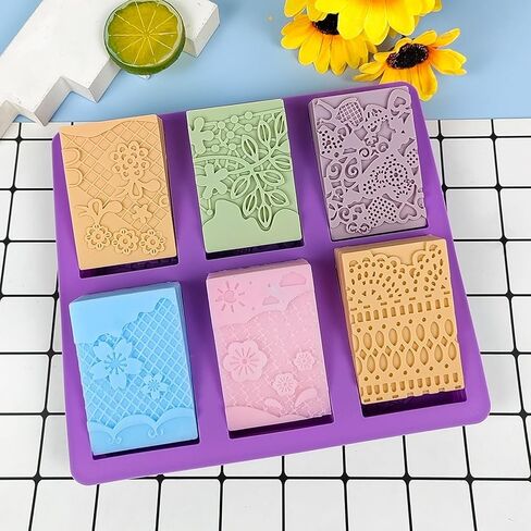 Silicone Soap Mold 6 Cavities Rectangle Soap Molds for Homemade Craft Lotion Soap Bar, Cake Mold, Ice Cube(Size 3.35 x 1.97inch) in Kuwait