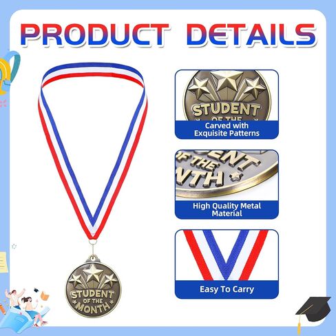 Quelay 2'' Award Medals Bulk Gold Winner Medals with Neck Ribbons Metal Trophy Award Prize Gift for Tournaments, Competitions, Party, Kids and Adults in Kuwait