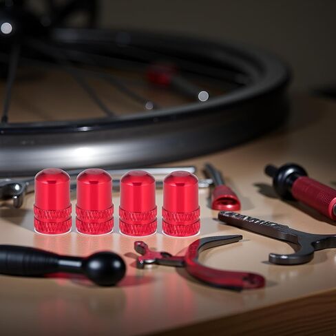 4pcs Aluminum Alloy Presta Valve Caps Bicycle Valve Stem Cap,Decorative Dust Cover,Corrosion Resistant,Universal Bike Tire Valve CapsTyre Air Caps Presta Valves Cover Tires and Tubes (Red) in Kuwait