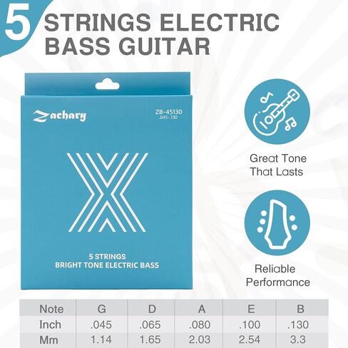Bass Guitar 5 Strings Guitar Strings Accessories Nickel Alloy Wound Plated Steel Bass Instrument Accessories with Coating Zachary Bass Strings Guitar Replacement Set (5-String,45-130) in Saudi Arabia