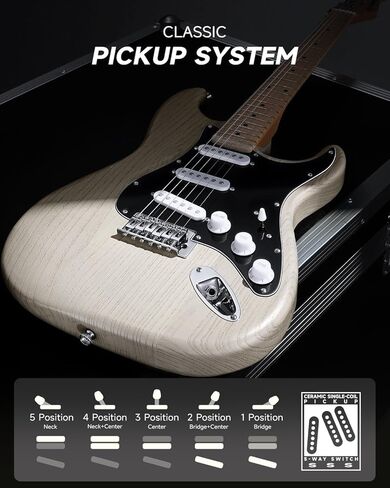 DONNER DST-80 Electric Guitar 39" Beginner Electric Guitar Kit with Amp, Classic SSS Pickup Complete with Gig Bag, Tuner, Capo, Strap, Picks, and Free Online Lessons in Kuwait