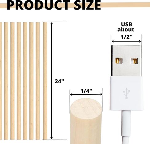 40 قطعة قضيب وتد 12 بوصة المسامير الخشبية 1/4 بوصة العصي الخشبية للحرف اليدوية العصي الخشبية المسامير الخشبية للحرف اليدوية in Kuwait