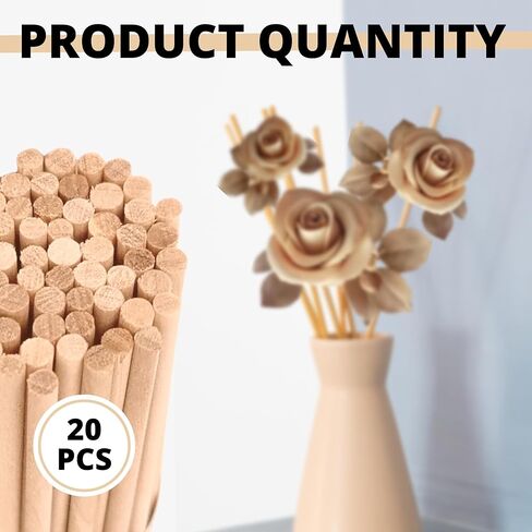 40 قطعة قضيب وتد 12 بوصة المسامير الخشبية 1/4 بوصة العصي الخشبية للحرف اليدوية العصي الخشبية المسامير الخشبية للحرف اليدوية in Kuwait