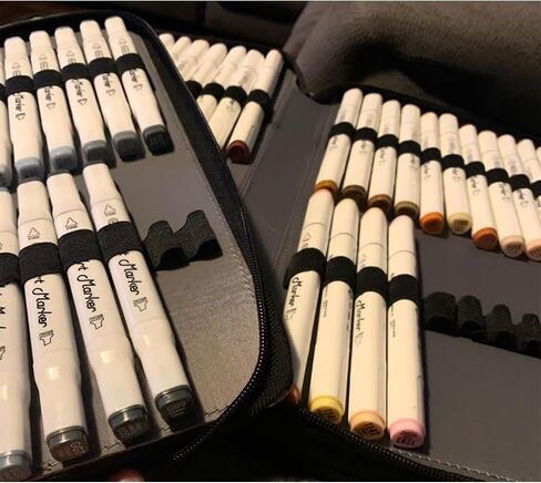 New 224 Slots Marker Case Lipstick Organizer-PU Leather Markers Holder Marker Organize for Markers and Sketch Markers (Black, 224 Slots) in Saudi Arabia