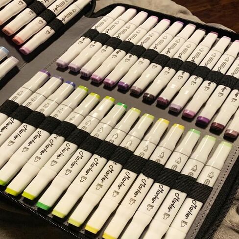 New 224 Slots Marker Case Lipstick Organizer-PU Leather Markers Holder Marker Organize for Markers and Sketch Markers (Black, 224 Slots) in Saudi Arabia