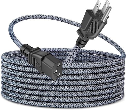 Power Cord, HOMAIR Nylon Braided 3 Prong AC TV Power Cord,18AWG 10A 125V Replacement Power Cable for Computer, Monitor, Printer, PC, Projector, Samsung, Dell, Vizio, LG, Asus, Laptop & More 10ft in Kuwait