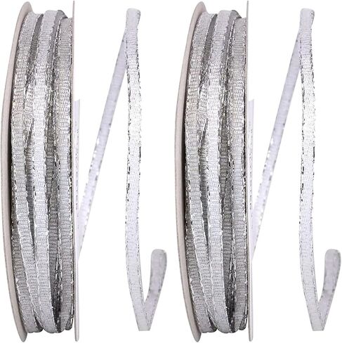 Reliant Ribbon Glimmer Wired Edge Ribbon, 1/8 Inch X 25 Yards, Silver in Kuwait