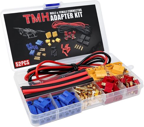 TMH 183 Pcs T-Plug EC3 EC5 XT30 XT60 XT90 TRX-Plug Male & Female Adapter Connector Kit with Silicone Wire and Heat Shrink Tubing for RC ESC Lipo Battery Motor (Total 183 PCS) in Saudi Arabia