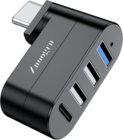 【Upgrade】 4 Ports USB 3.0 Hub (90°/180° Degree Rotatable), USB Multiport Rotating Hub with USB C Power/Data Port, USB Extender for Laptop, Camera, PC, Xbox, MacBook Pro and More in Kuwait