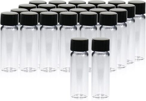 Clear Glass Sample Vial, Liquid Sampling Sample Glass Bottle, 20 ml (0.67OZ) Capacity, 24-400 Thread Black Closed Top Cap,PE liner, Pack of 100 in Kuwait