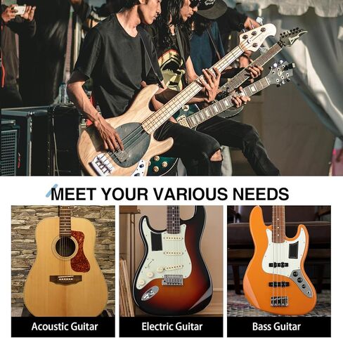 LEKATO Guitar Strap with Cowhide Leather Ends Western Denim Straps for Acoustic Electric Bass Guitar Includes 6 Picks & Strap Locks & Headstock Tie Best Gift for Men Women Guitarists And Musicians in Kuwait