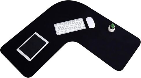 Amylove l Shaped Mouse Corner Desk Pad Waterproof Large Rubber Corner Mouse Pad for Office Home l Shaped Desk Gaming Setup Computer Protection Supplies, 36.2 Inches(Black) in Kuwait