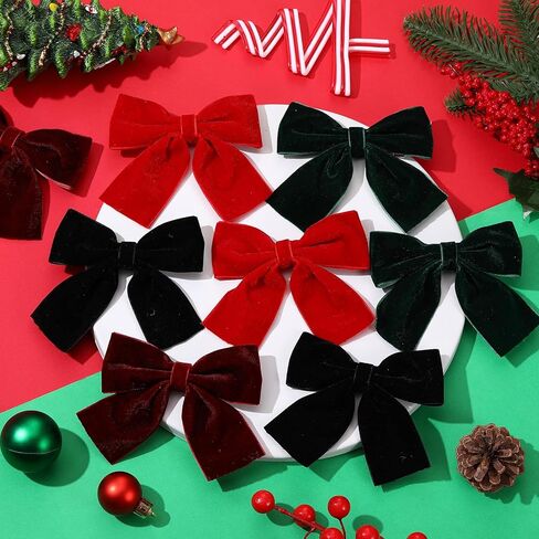 8 Pcs Velvet Hair Bows for Girls, Christmas Hair Bows Cute Bow Hair Clips Bowknot Hair Accessories Bow Alligator Clips Stocking Stuffers for Girls Kids Christmas New Year Xmas Present in Kuwait