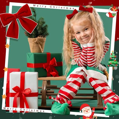 8 Pcs Velvet Hair Bows for Girls, Christmas Hair Bows Cute Bow Hair Clips Bowknot Hair Accessories Bow Alligator Clips Stocking Stuffers for Girls Kids Christmas New Year Xmas Present in Kuwait