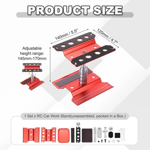 MECCANIXITY 1 Set RC Car Work Stand Lift Lower Aluminum Repair Workstation 360 Degree Rotation with Black Screw Tray for 1/8 1/10 1/16 Scale RC Car Crawler Truck Vehicle (Black) in Saudi Arabia