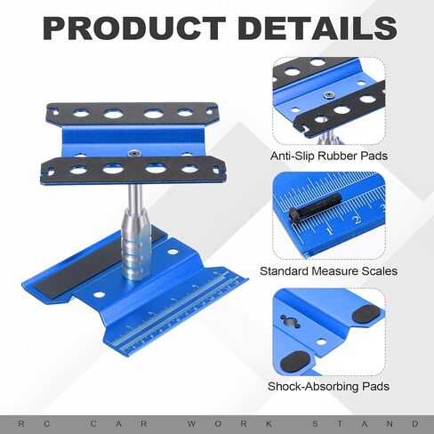 Meccanixity 1 مجموعة RC Car Work Stand Lift Lower Aluminium Repair Strestation 360 درجة التناوب مع صينية برغي أسود لـ 1/8 1/10 1/16 RC Car Carmer Truck Morning (Black) in Kuwait